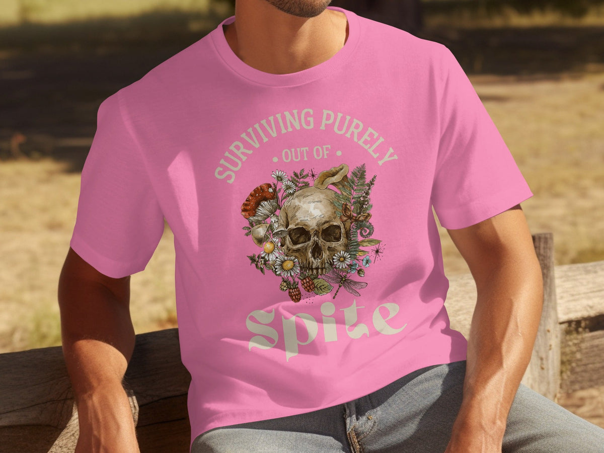 Surviving Purely Out of Spite Floral Skull T-Shirts product image 3