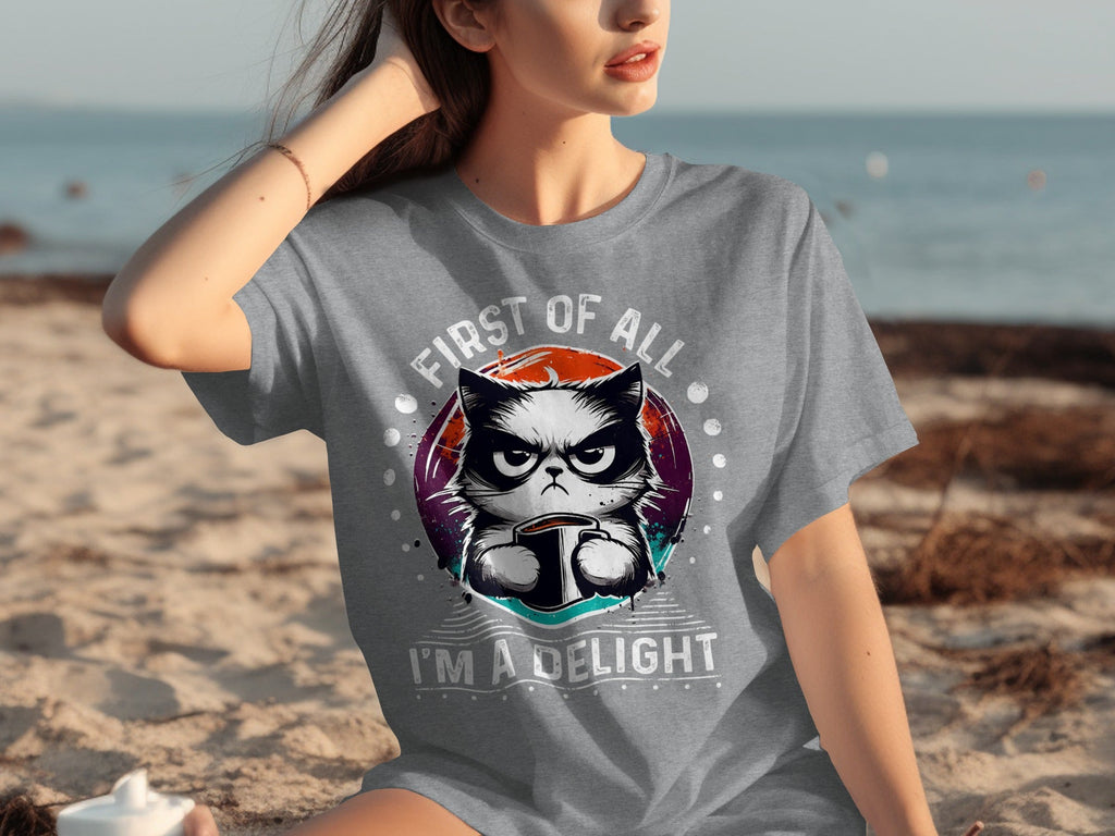 First of All I Am a Delight Angry Cat With Coffee T-Shirts product image 31