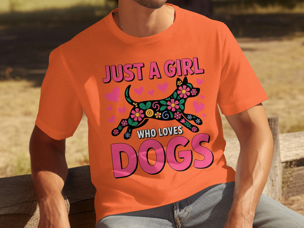 Just A Girl Who Loves Dogs Floral Dog Design T-Shirts