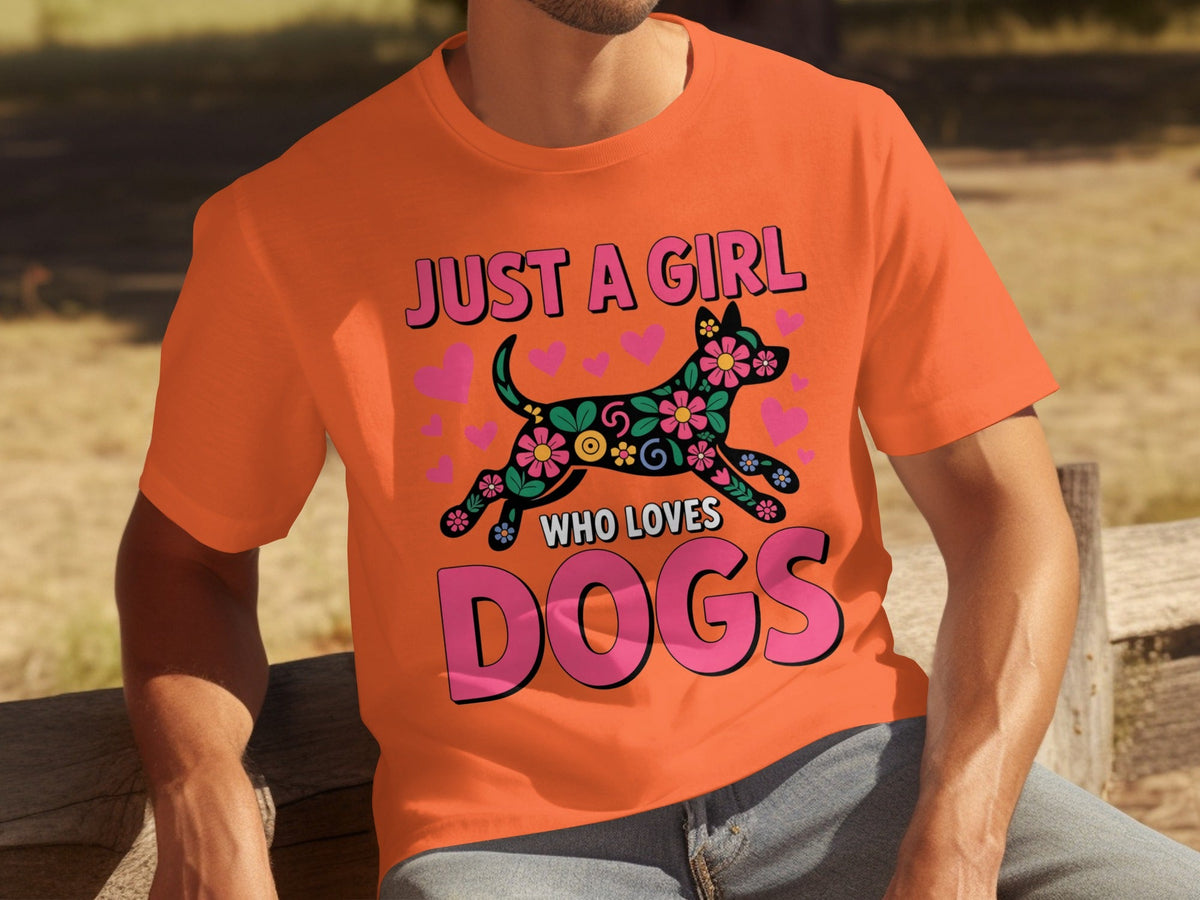 Just A Girl Who Loves Dogs Floral Dog Design T-Shirts