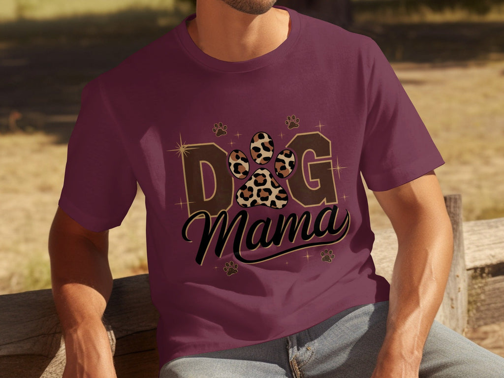 Cute Leopard Paw Print Dog Mama Graphic Design T-Shirts