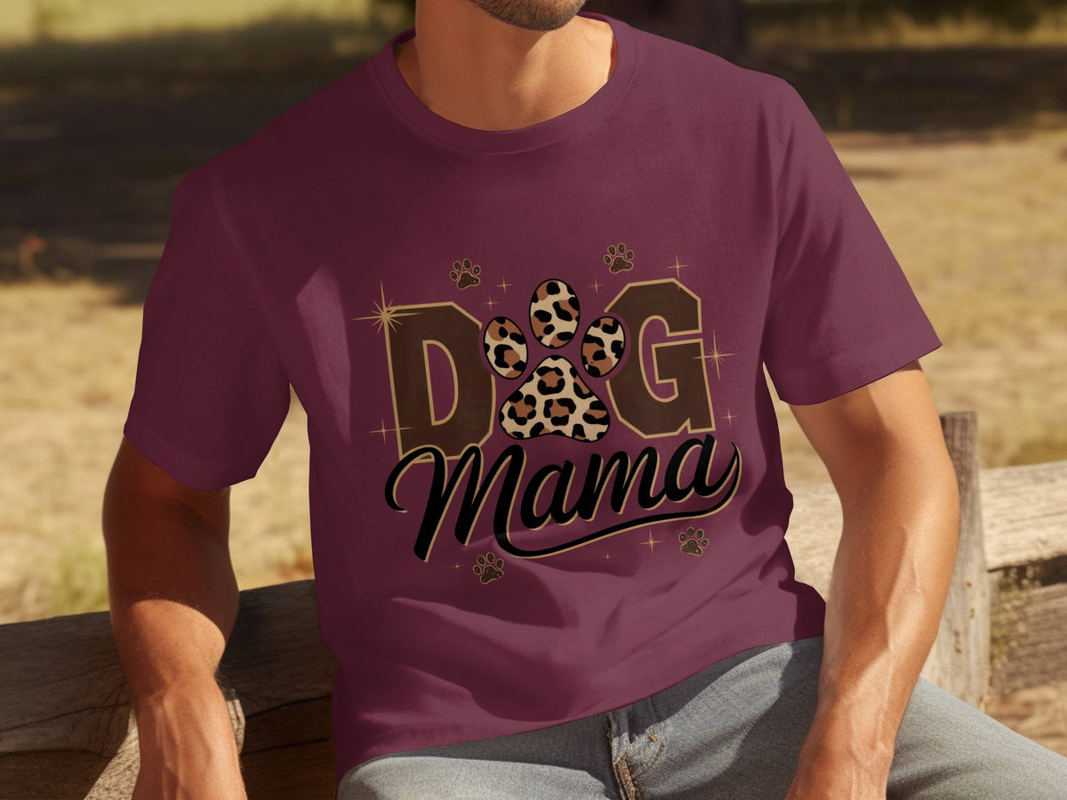 Cute Leopard Paw Print Dog Mama Graphic Design T-Shirts