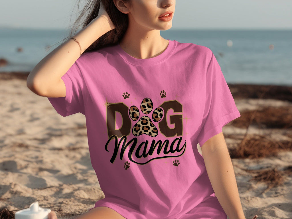 Cute Leopard Paw Print Dog Mama Graphic Design T-Shirts