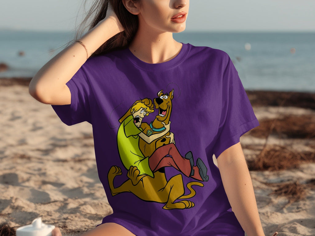 Shaggy Riding Scooby Doo Scared Cartoon Character T-Shirts