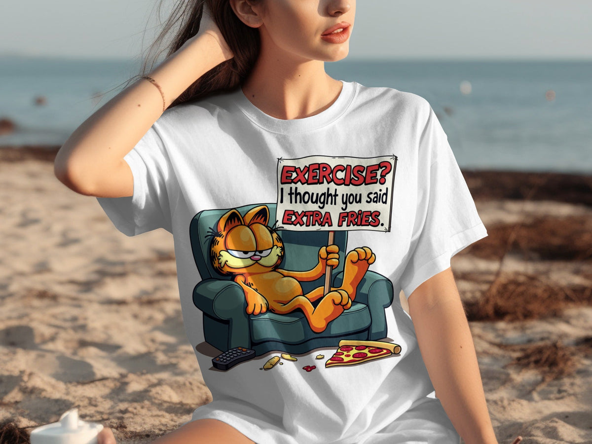 Garfield I Thought You Said Extra Fries Funny Cartoon T-Shirts