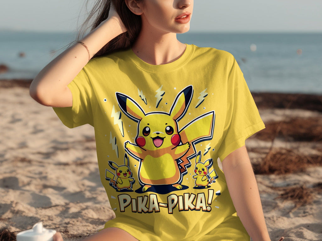 Pika Pika Pikachu With Electrical Arcs Design T-Shirts