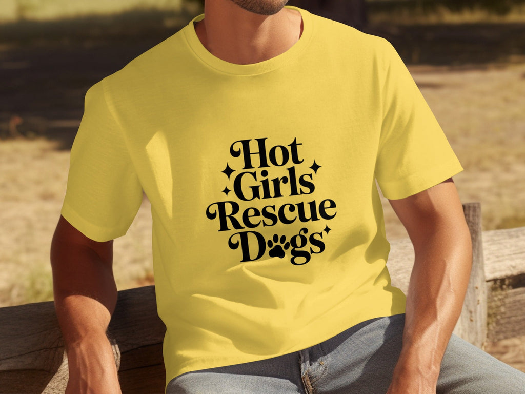 Hot Girls Rescue Dogs Graphic Print Novelty Design T-Shirts
