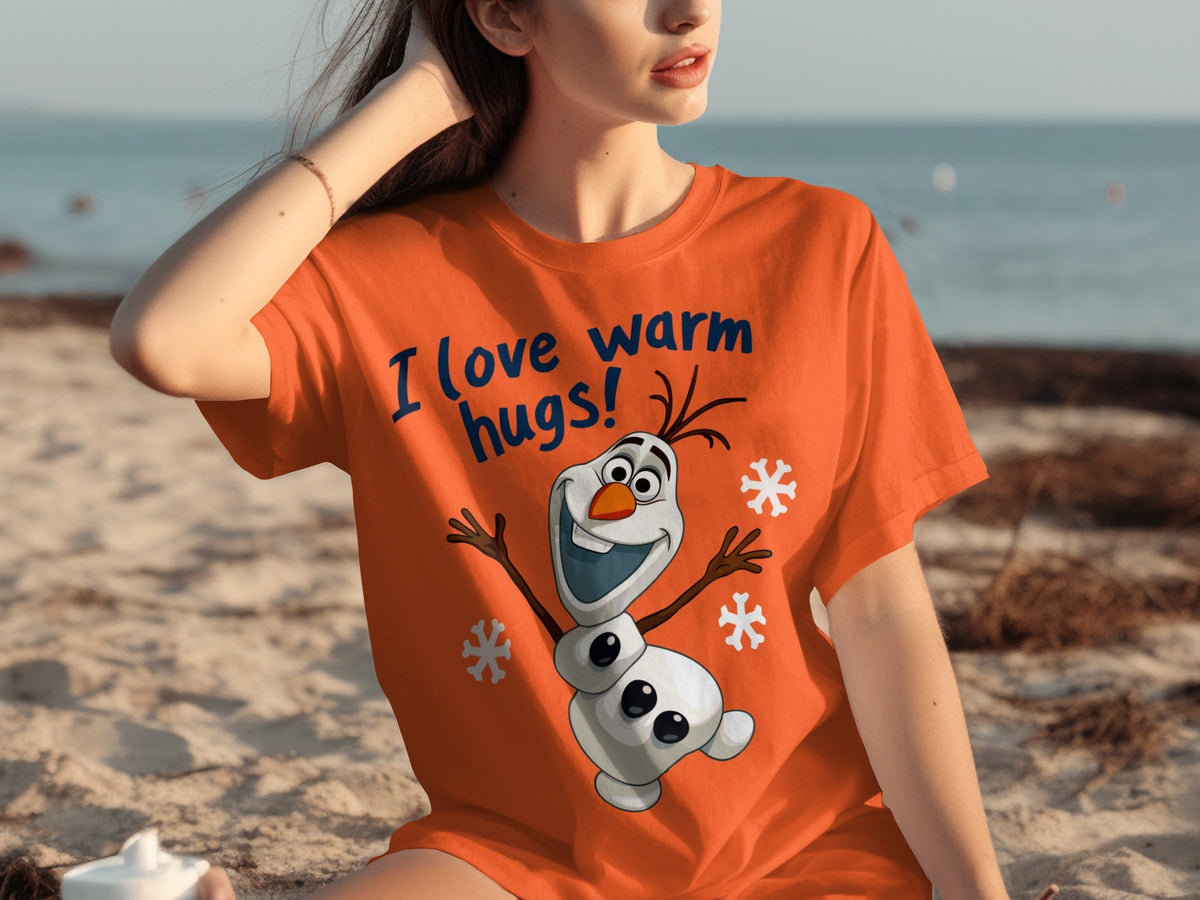 I Love Warm Hugs! Olaf the Snowman Cartoon T-Shirts