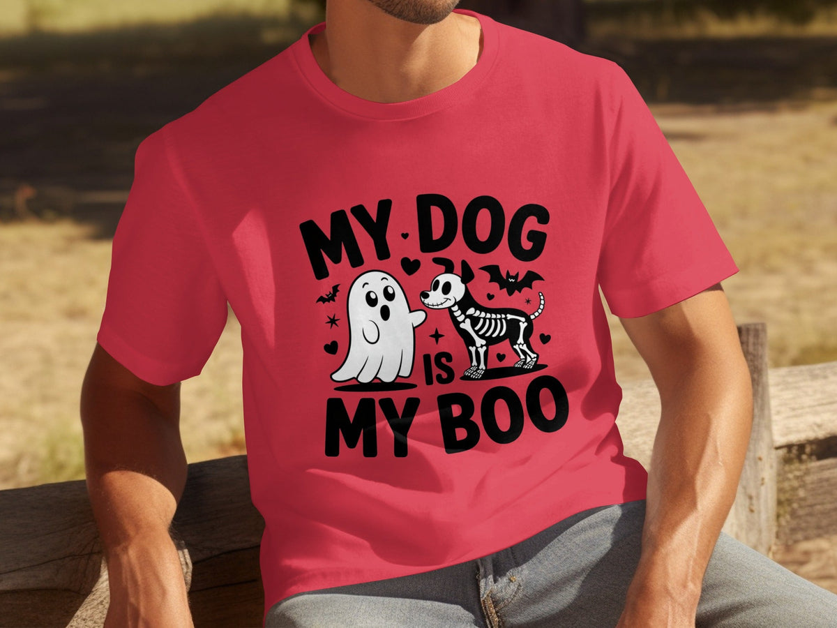 My Dog IS My Boo Halloween Ghost Dog Skeleton Art T-Shirts