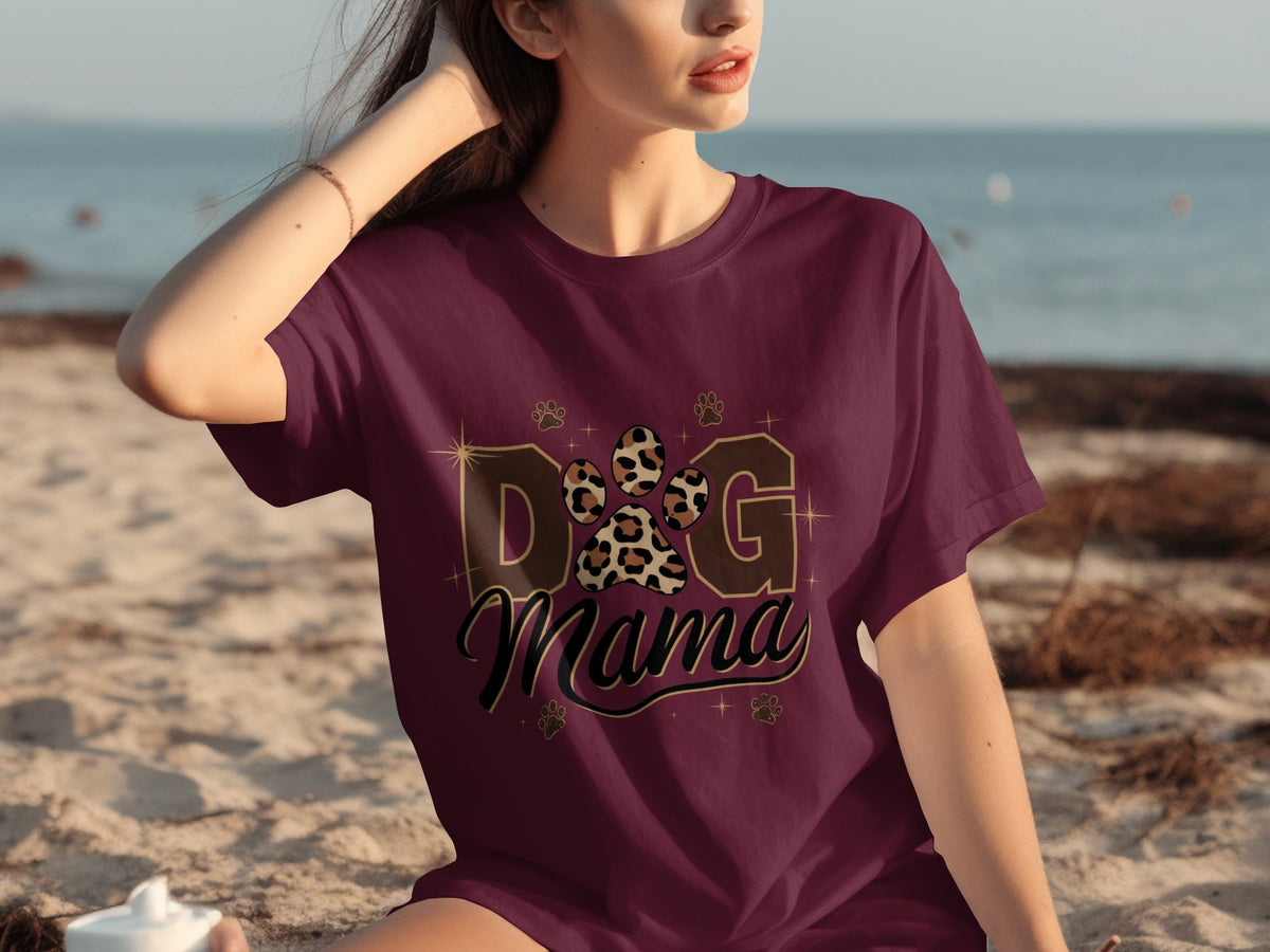Cute Leopard Paw Print Dog Mama Graphic Design T-Shirts