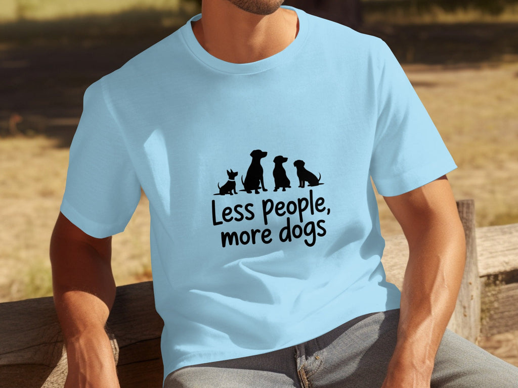 Less People More Dogs Silhouette Image Funny Pet T-Shirts