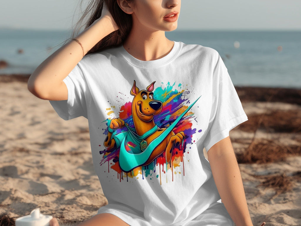 Scooby Doo With Nike Logo Trendy Colorful Splash T-Shirts