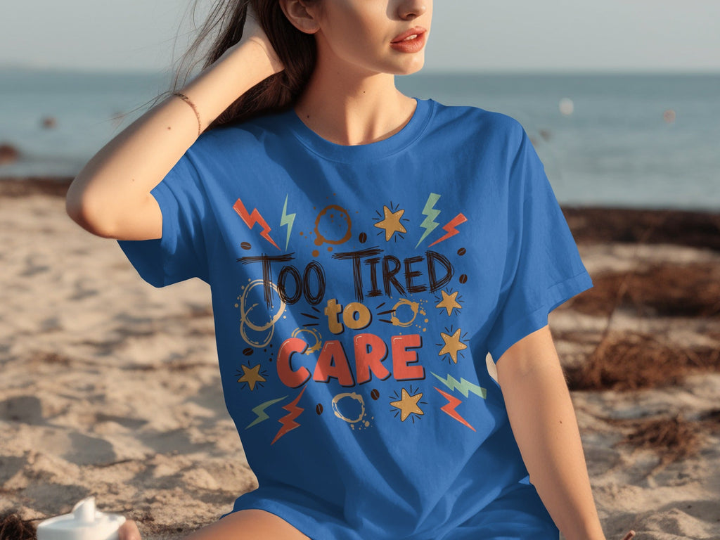 Too Tired to Care With Coffee Elements Design T-Shirts product image 1