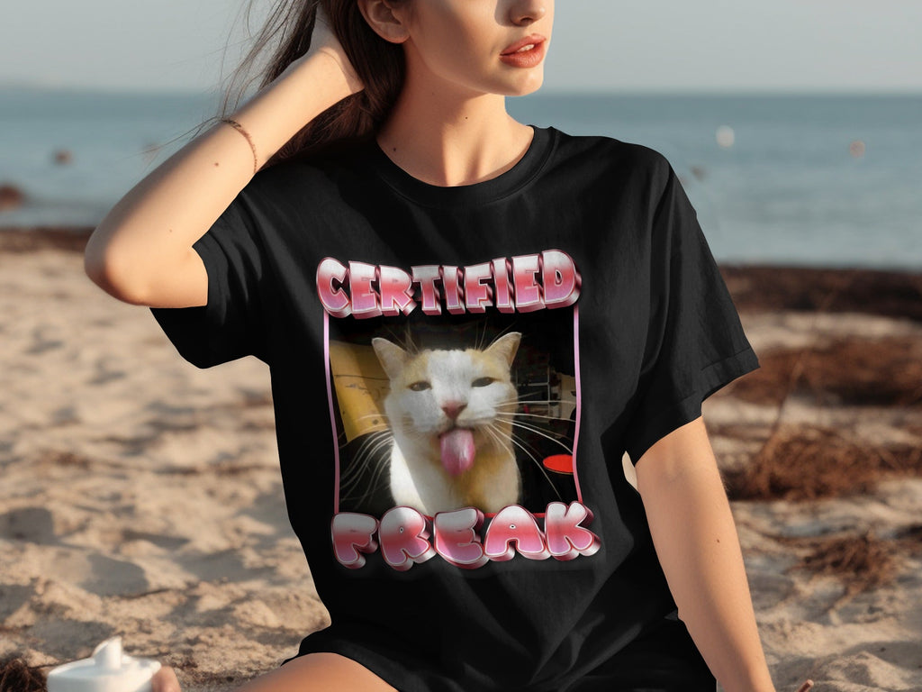 Certified Freak Hilarious Cat With Tongue Out T-Shirts
