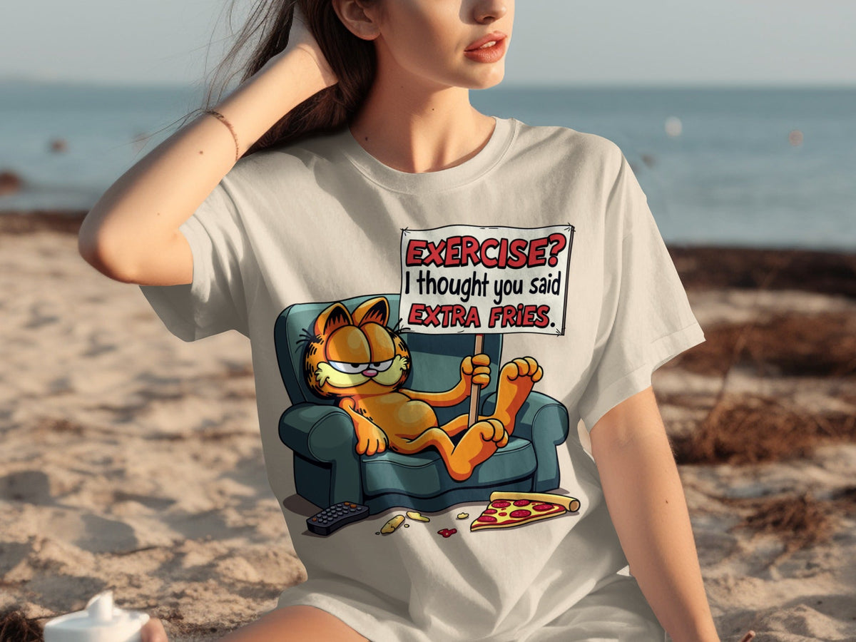 Garfield I Thought You Said Extra Fries Funny Cartoon T-Shirts