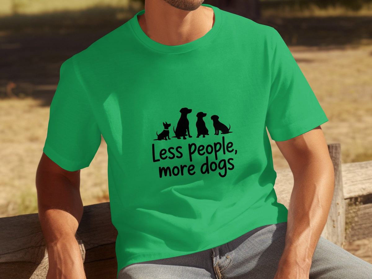 Less People More Dogs Silhouette Image Funny Pet T-Shirts