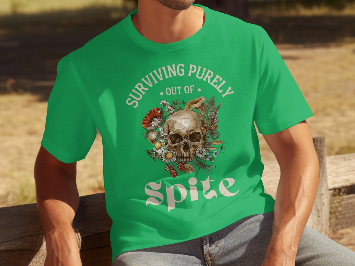 Surviving Purely Out of Spite Floral Skull T-Shirts product image 5