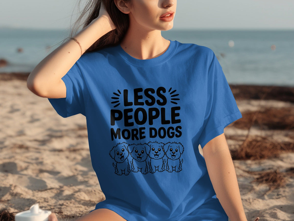 Less People More Dogs with Cute Dog Pets Art T-Shirts