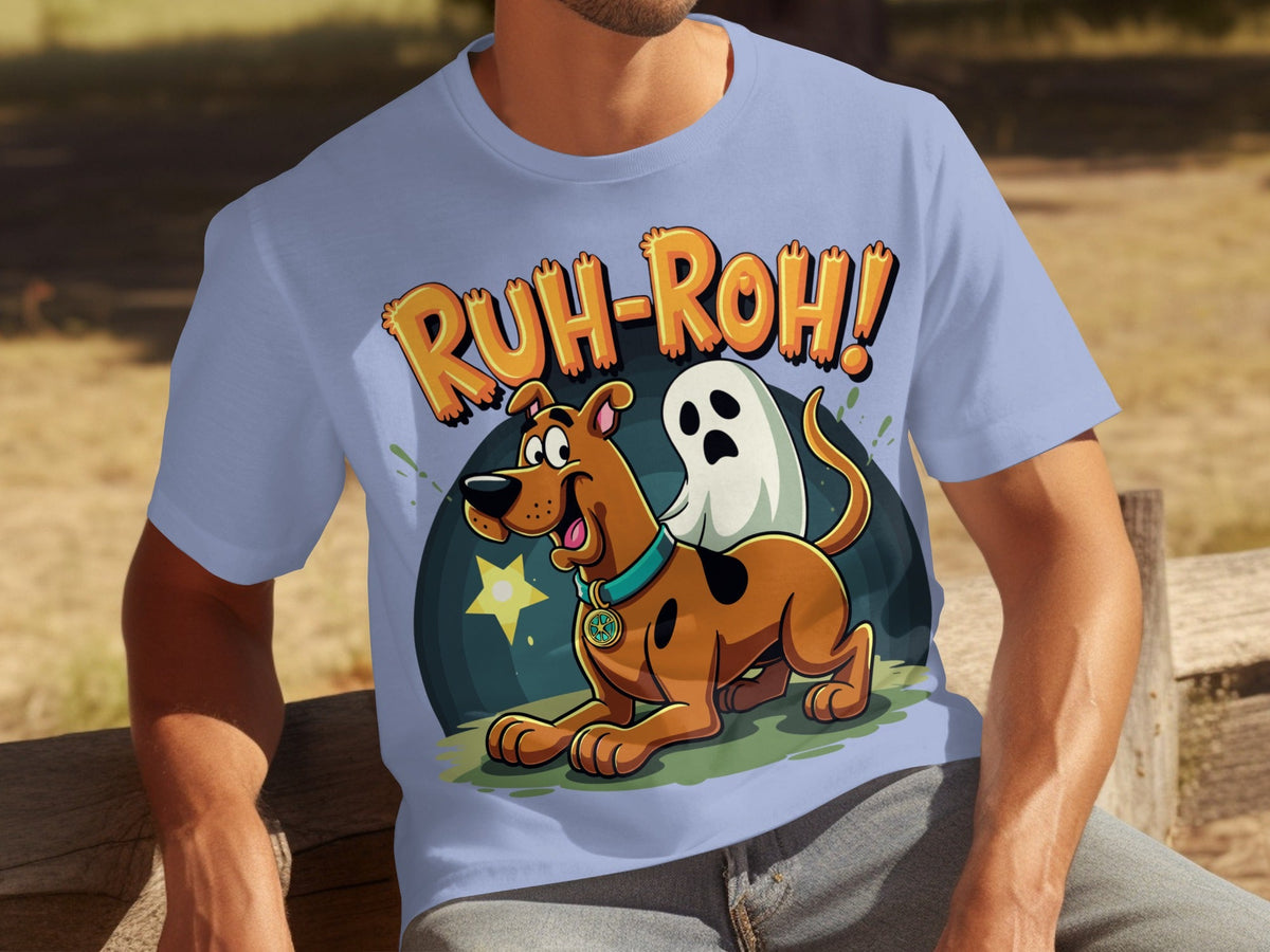 Ruh Roh Scooby Doo With Ghost Cartoon Style Design T-Shirts
