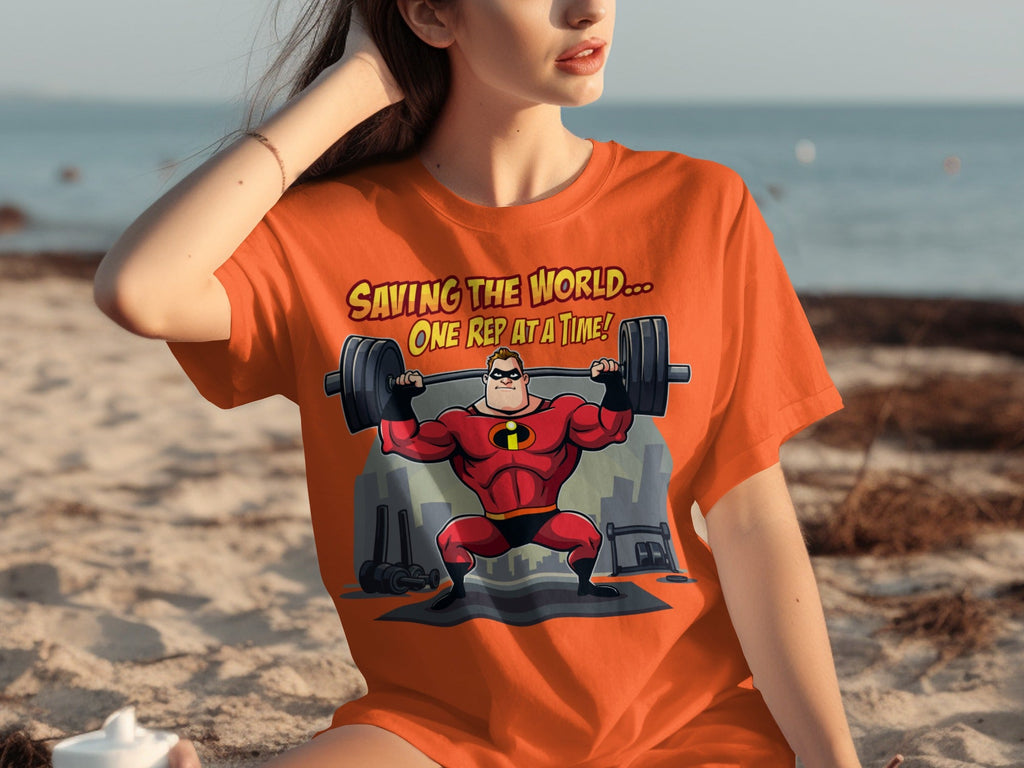 Saving the World One Rep at a Time Heroic Gym T-Shirts