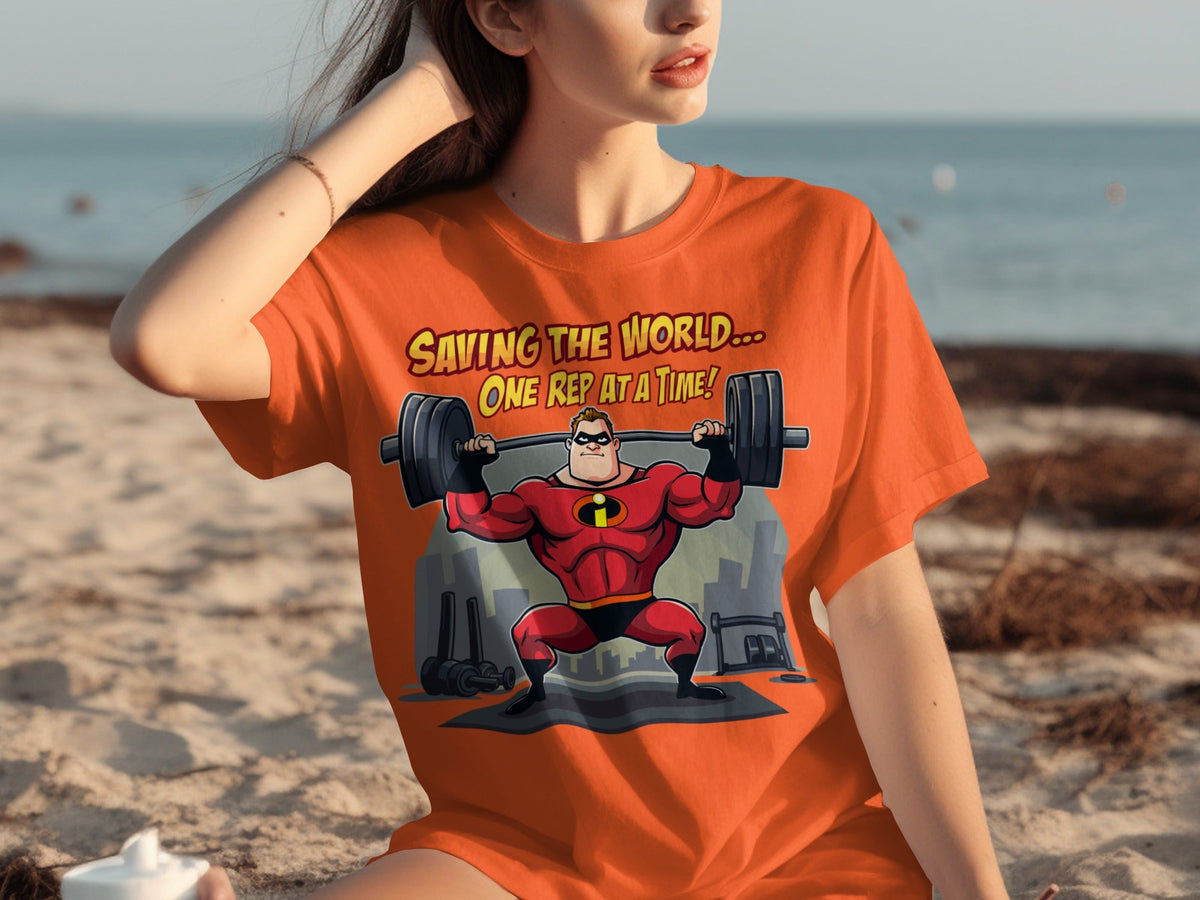 Saving the World One Rep at a Time Heroic Gym T-Shirts
