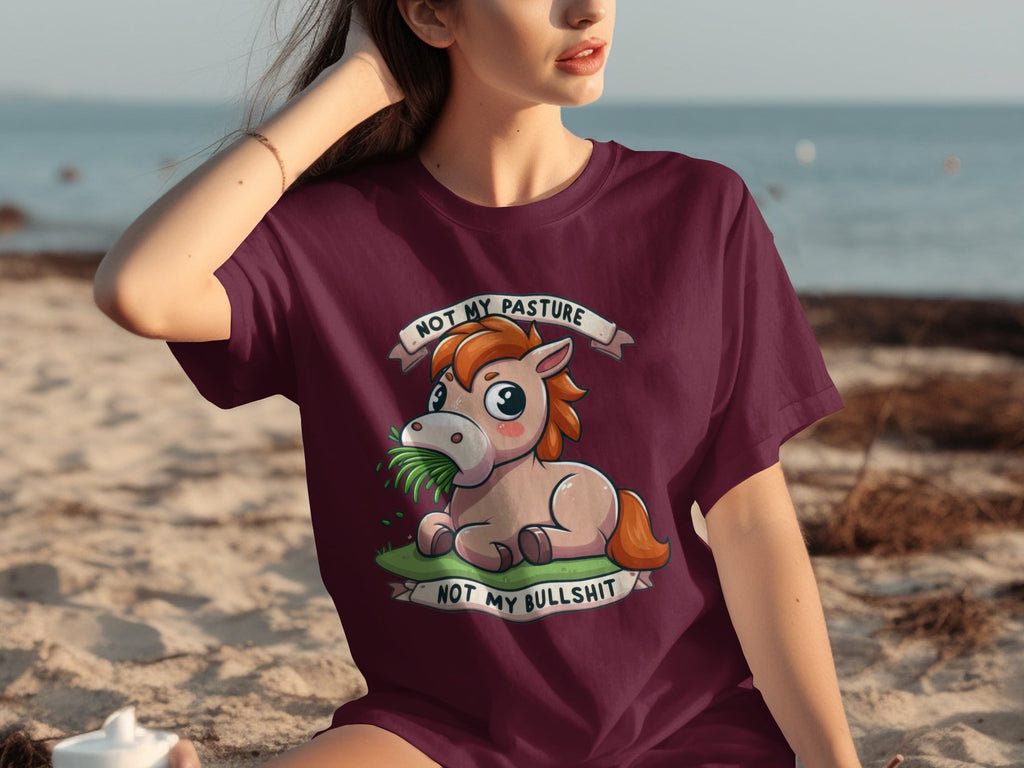 Not My Pasture Cute Horse With Phrase Funny Slogan T-Shirts