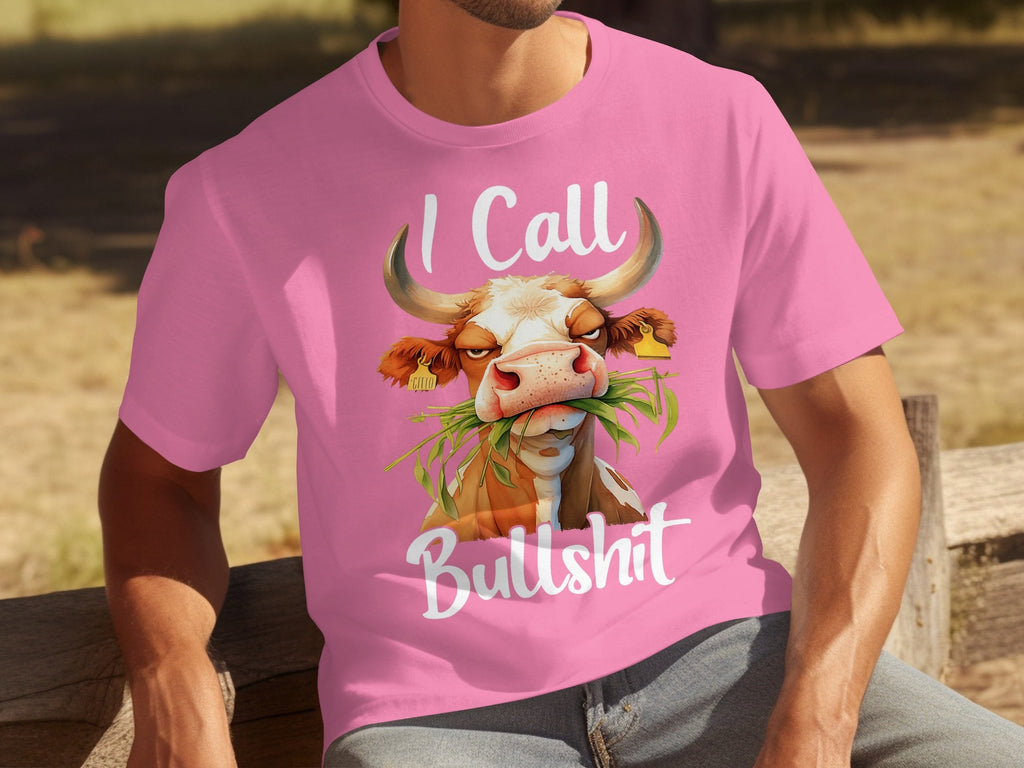 I Call Bullshit Cow with Grass Mouth Funny Farm T-Shirts