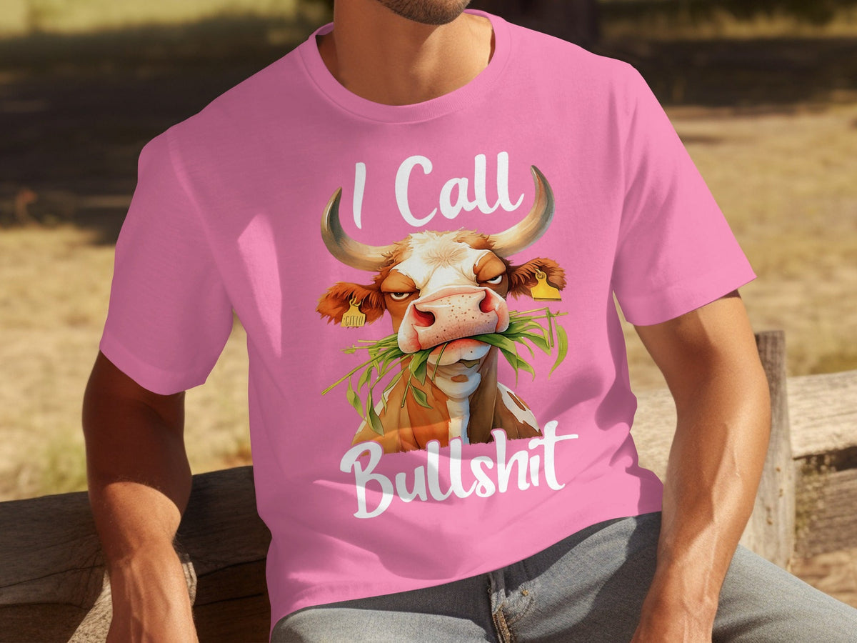 I Call Bullshit Cow with Grass Mouth Funny Farm T-Shirts