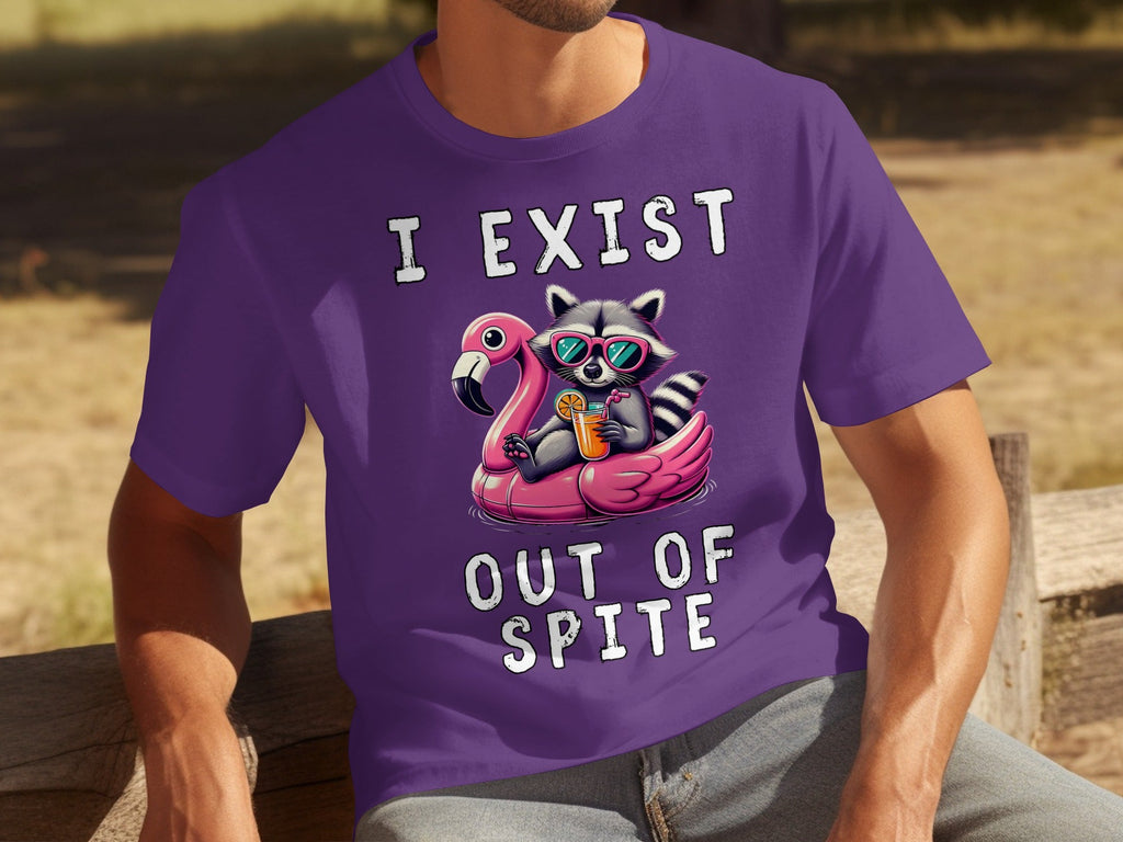 Funny Raccoon Flamingo Float I Exist Out Of Spite T-Shirts