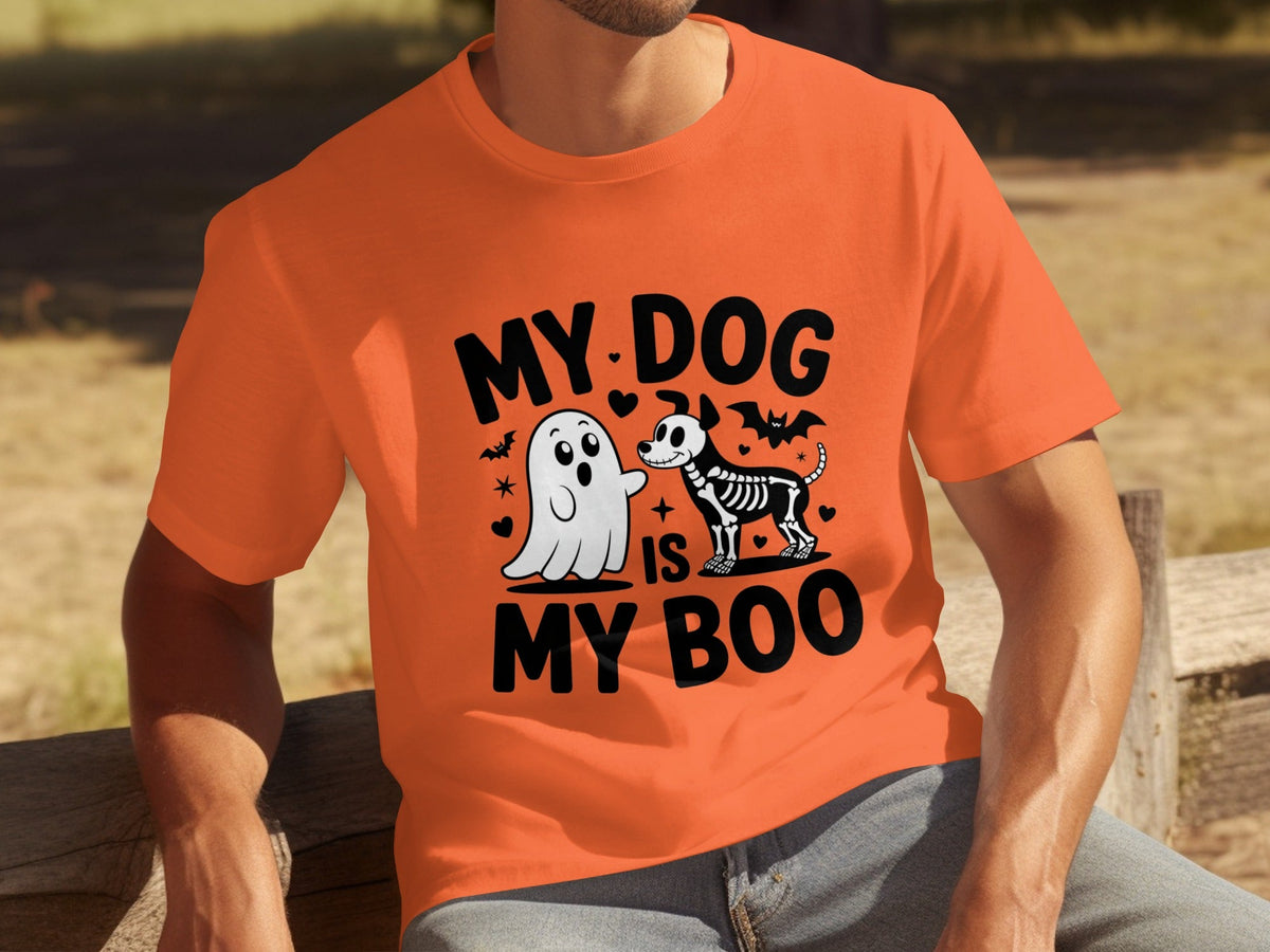 My Dog IS My Boo Halloween Ghost Dog Skeleton Art T-Shirts