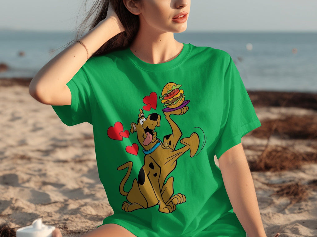 Scooby Doo Craves a Burger with Hearts Around Him T-Shirts
