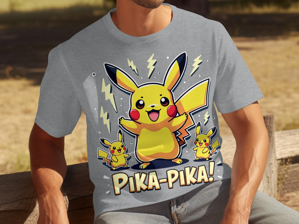 Pika Pika Pikachu With Electrical Arcs Design T-Shirts