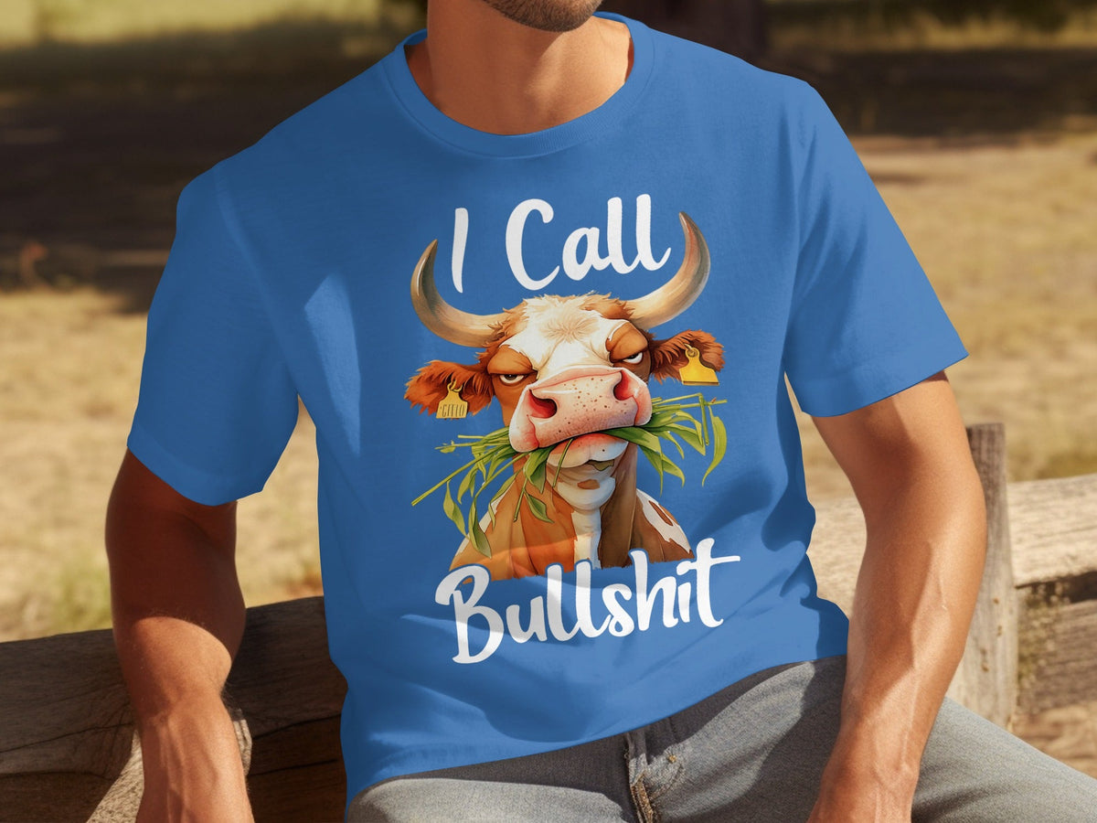 I Call Bullshit Cow with Grass Mouth Funny Farm T-Shirts