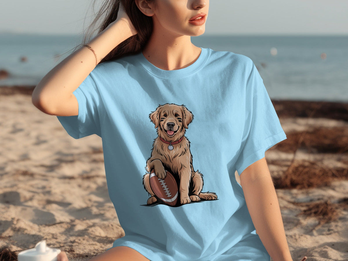 Golden Retriever Ready for Football Season T-Shirts
