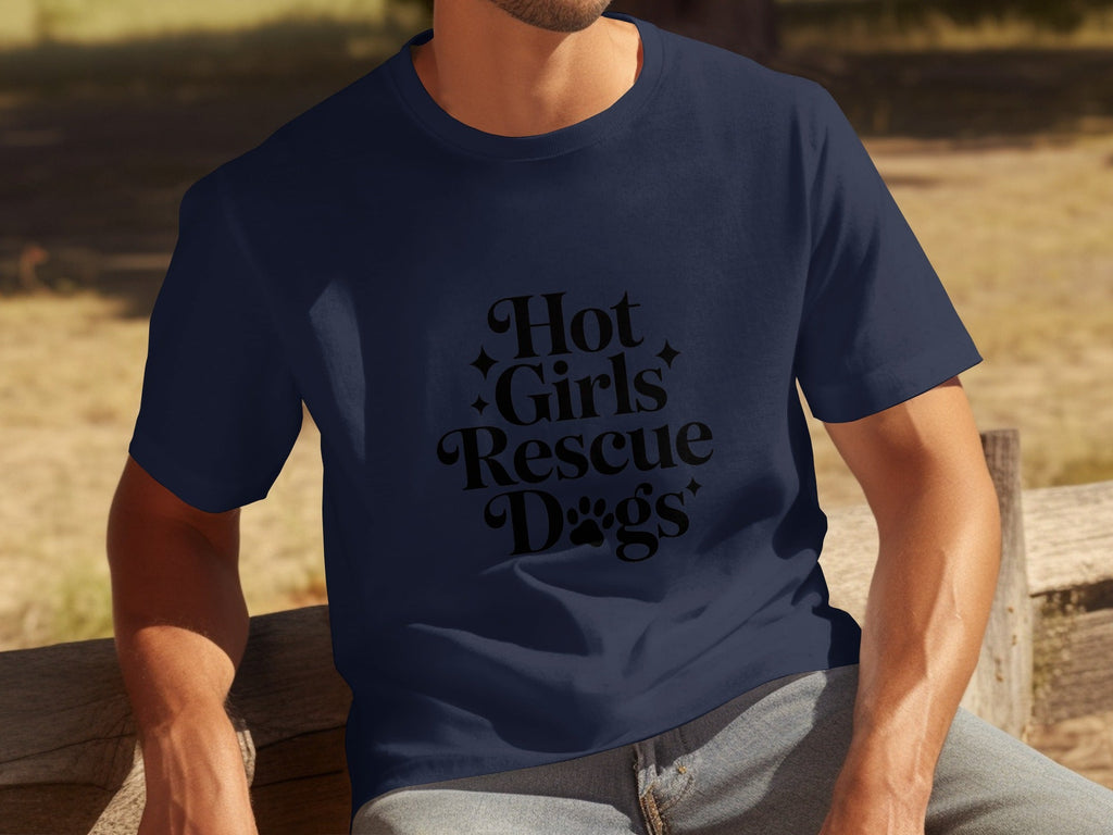 Hot Girls Rescue Dogs Graphic Print Novelty Design T-Shirts