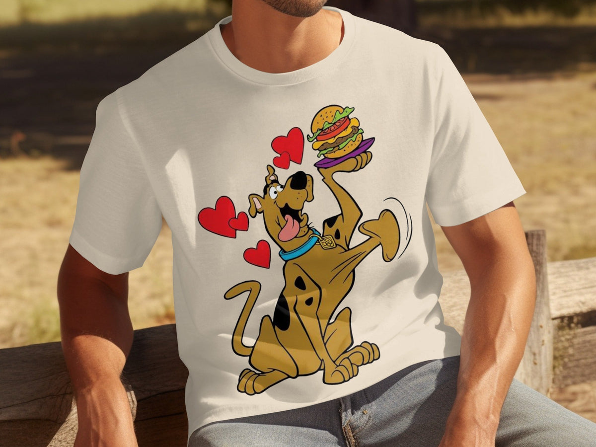 Scooby Doo Craves a Burger with Hearts Around Him T-Shirts