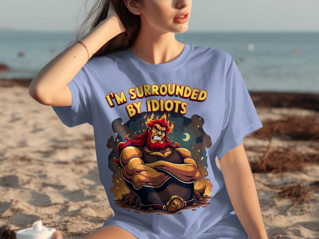 Surrounded By Idiots Cartoon Angry Zeus Design T-Shirts product image 13