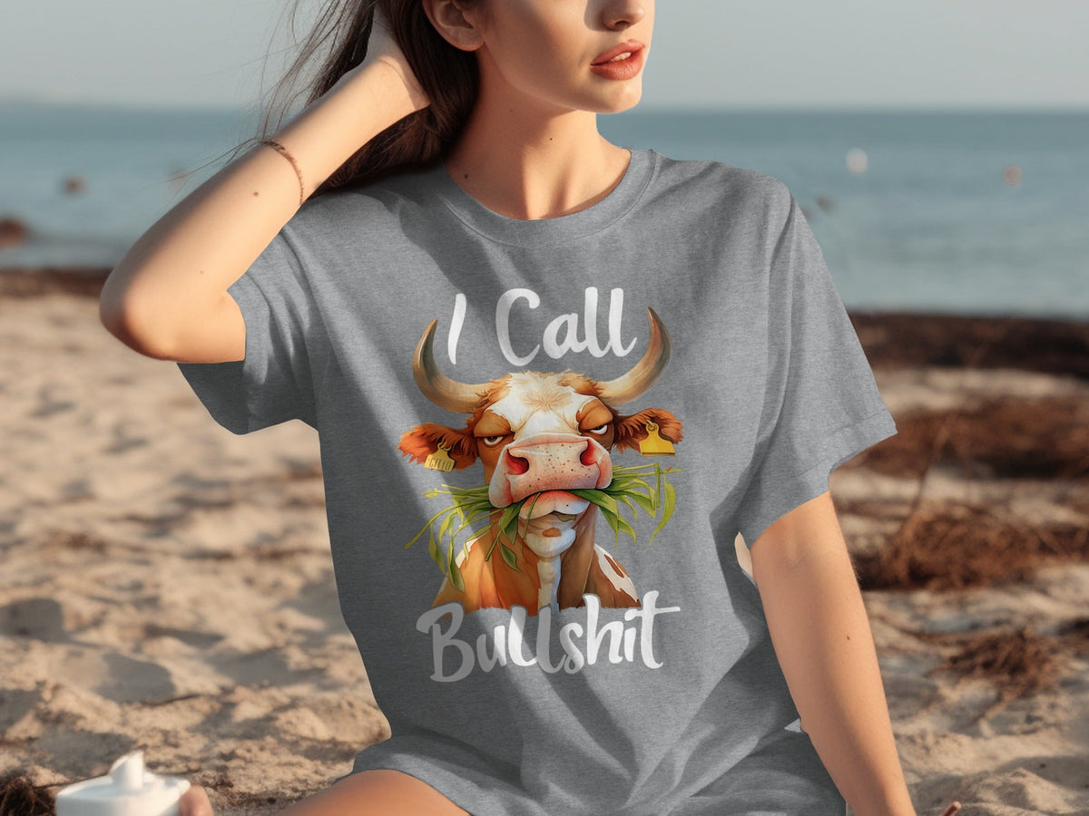 I Call Bullshit Cow with Grass Mouth Funny Farm T-Shirts
