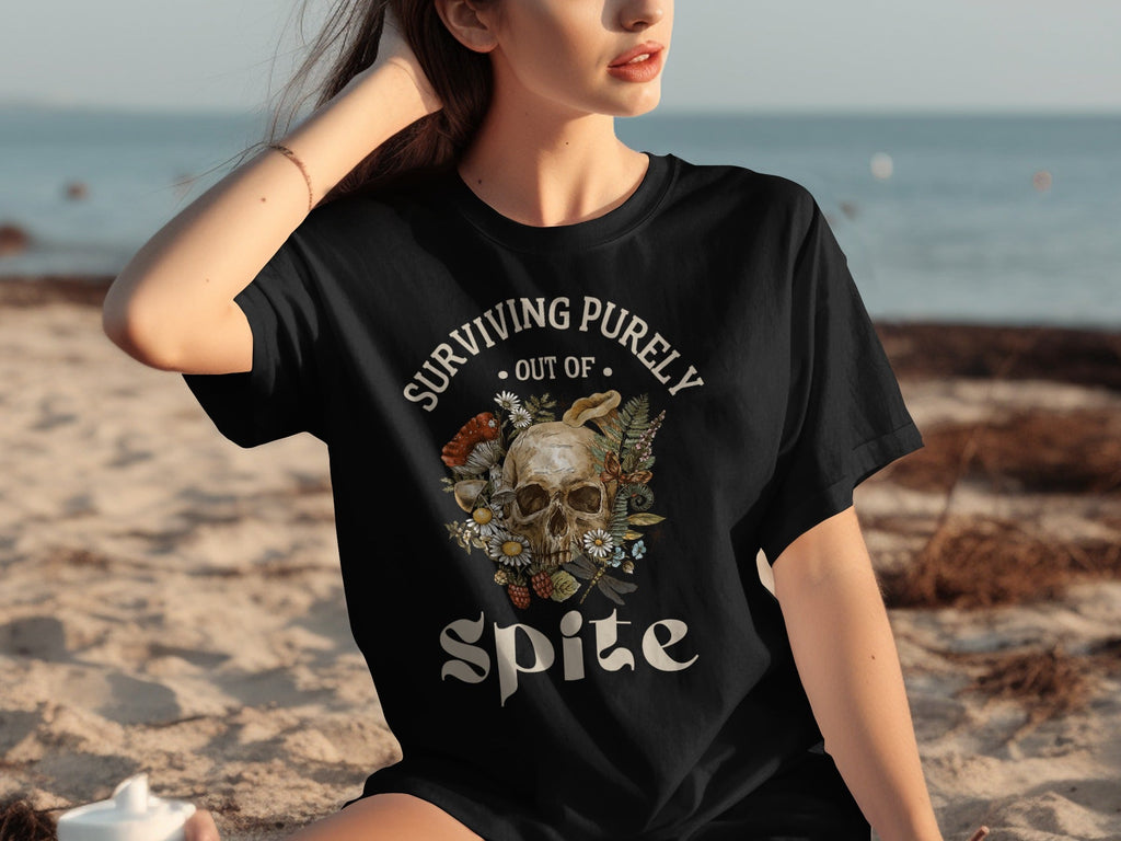 Surviving Purely Out of Spite Floral Skull T-Shirts product image 30