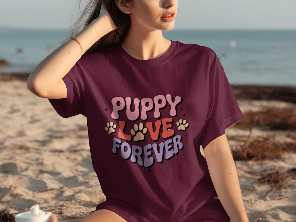 Puppy Love Forever Retro Style Graphic Design T-Shirts