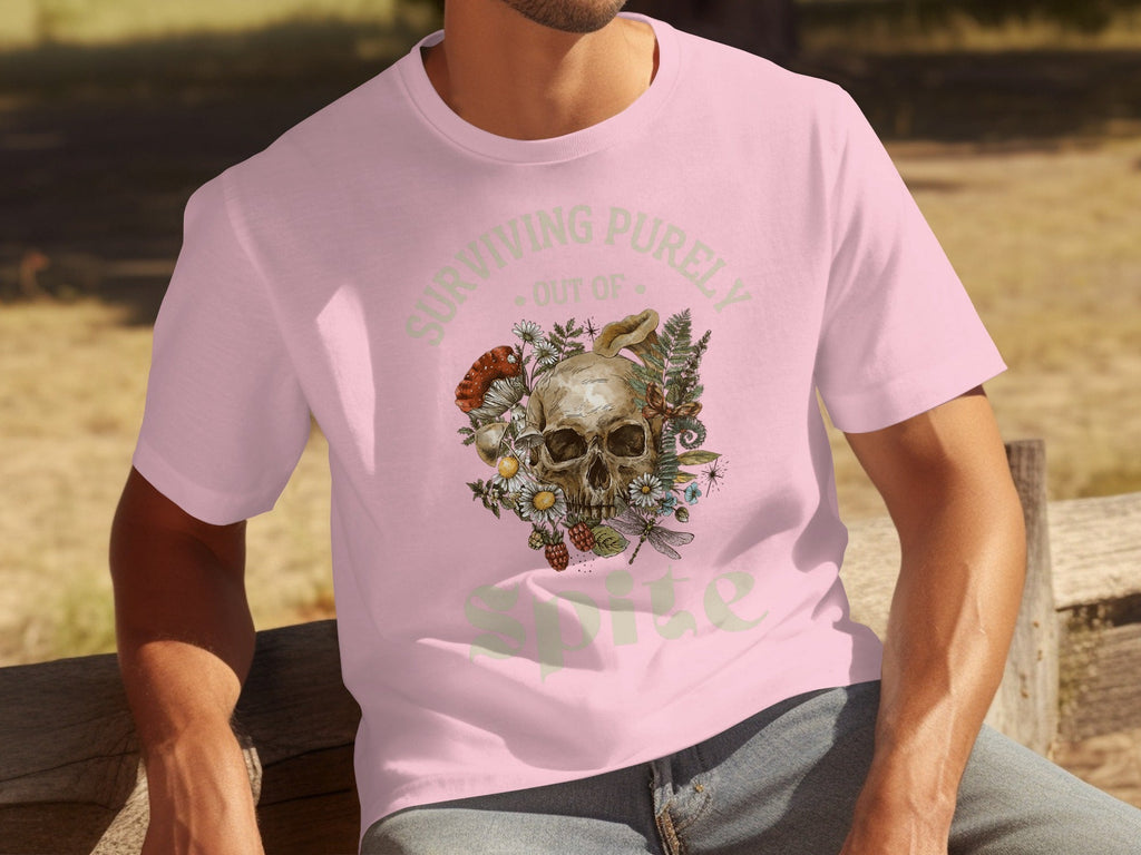 Surviving Purely Out of Spite Floral Skull T-Shirts product image 12