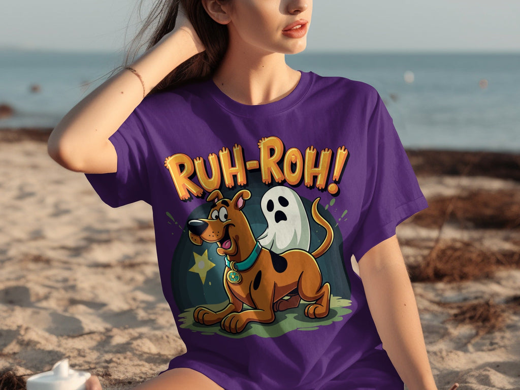 Ruh Roh Scooby Doo With Ghost Cartoon Style Design T-Shirts