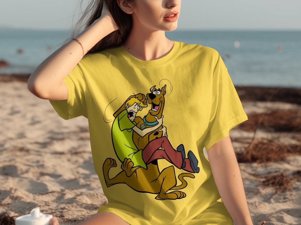 Shaggy Riding Scooby Doo Scared Cartoon Character T-Shirts