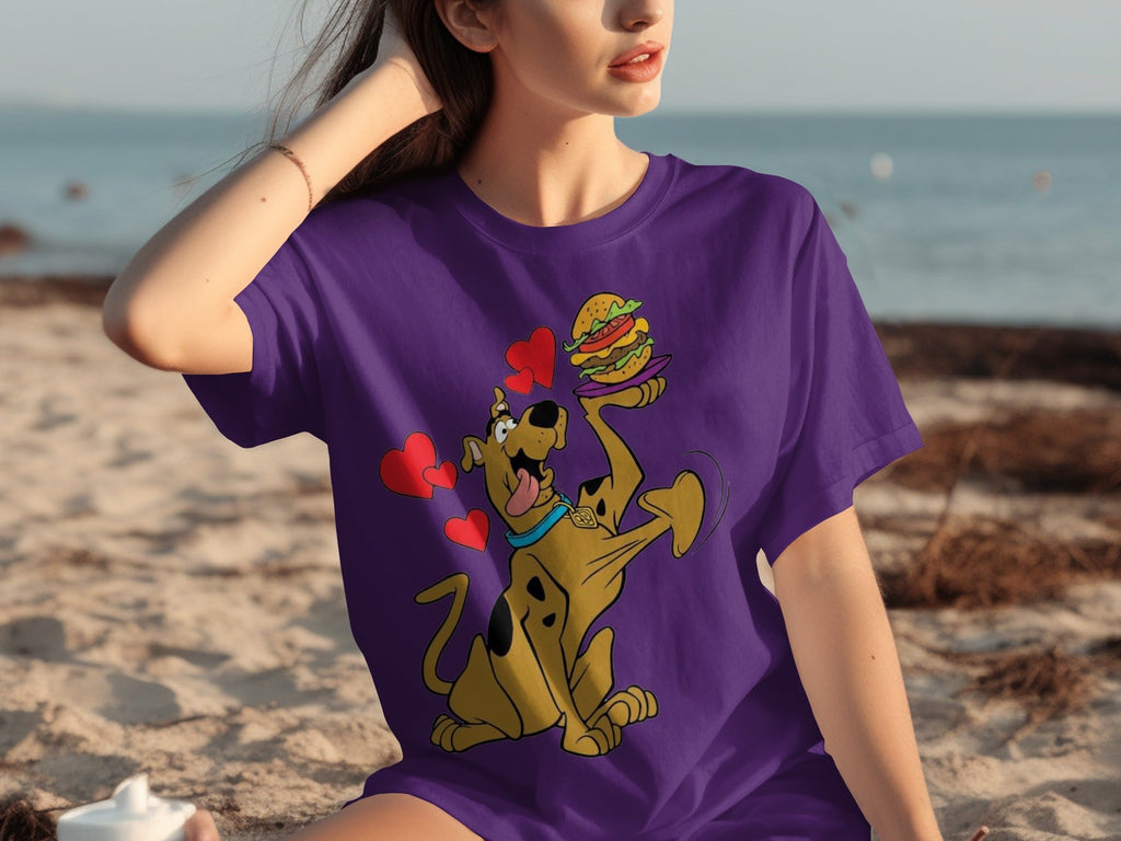 Scooby Doo Craves a Burger with Hearts Around Him T-Shirts