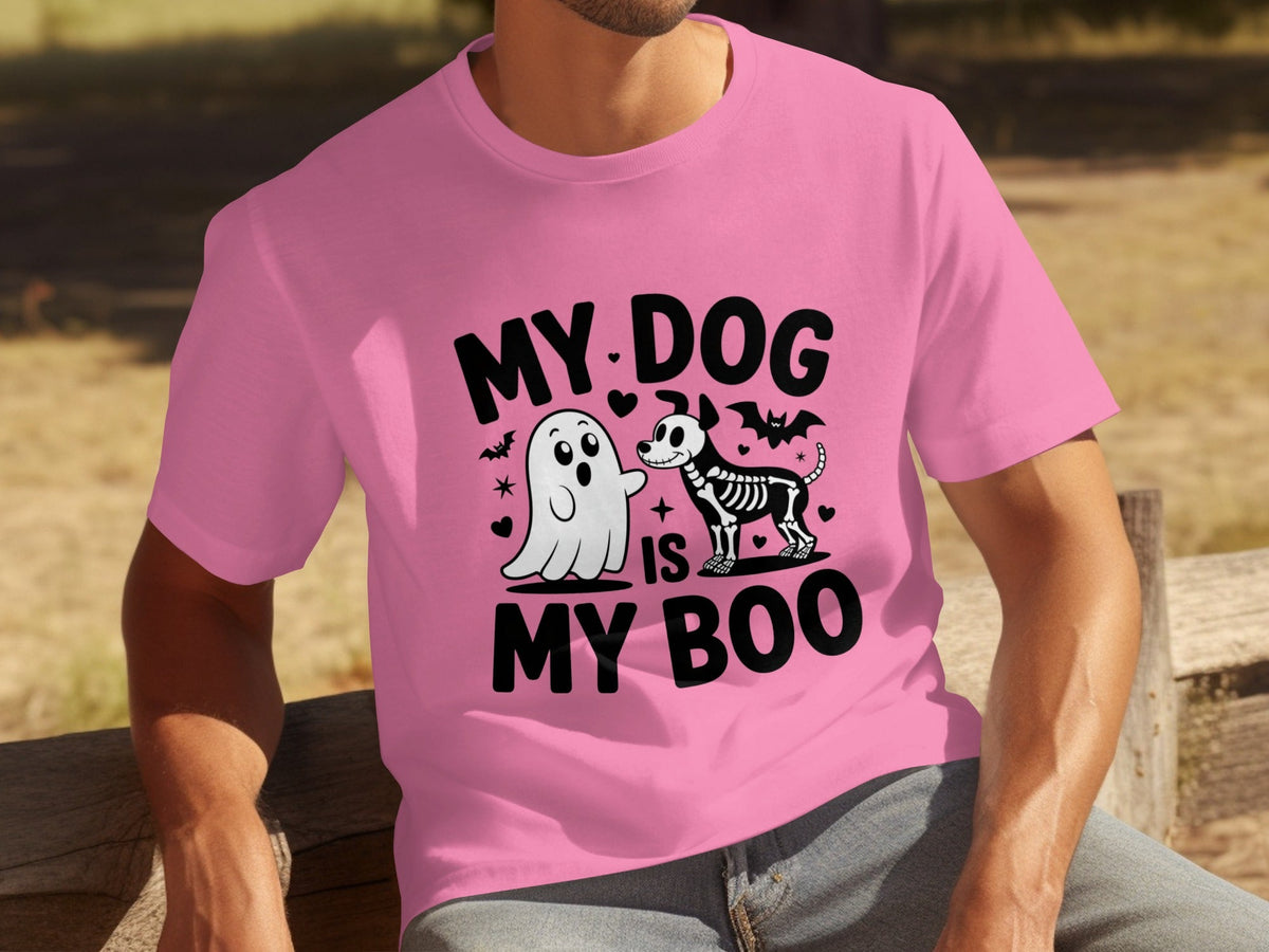My Dog IS My Boo Halloween Ghost Dog Skeleton Art T-Shirts