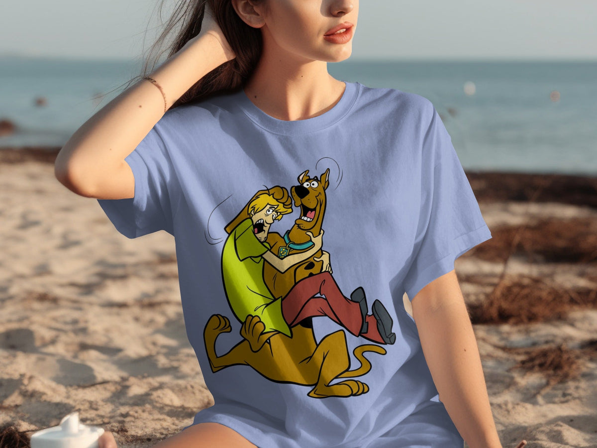 Shaggy Riding Scooby Doo Scared Cartoon Character T-Shirts