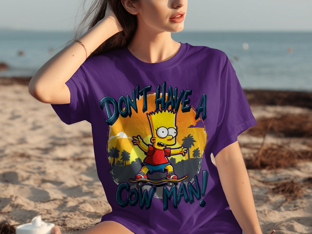 Bart Simpson Don't Have A Cow Man Skateboarding T-Shirts product image 10