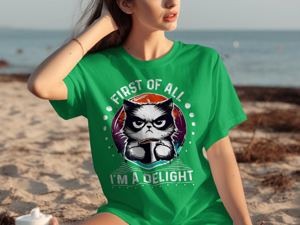 First of All I Am a Delight Angry Cat With Coffee T-Shirts product image 21