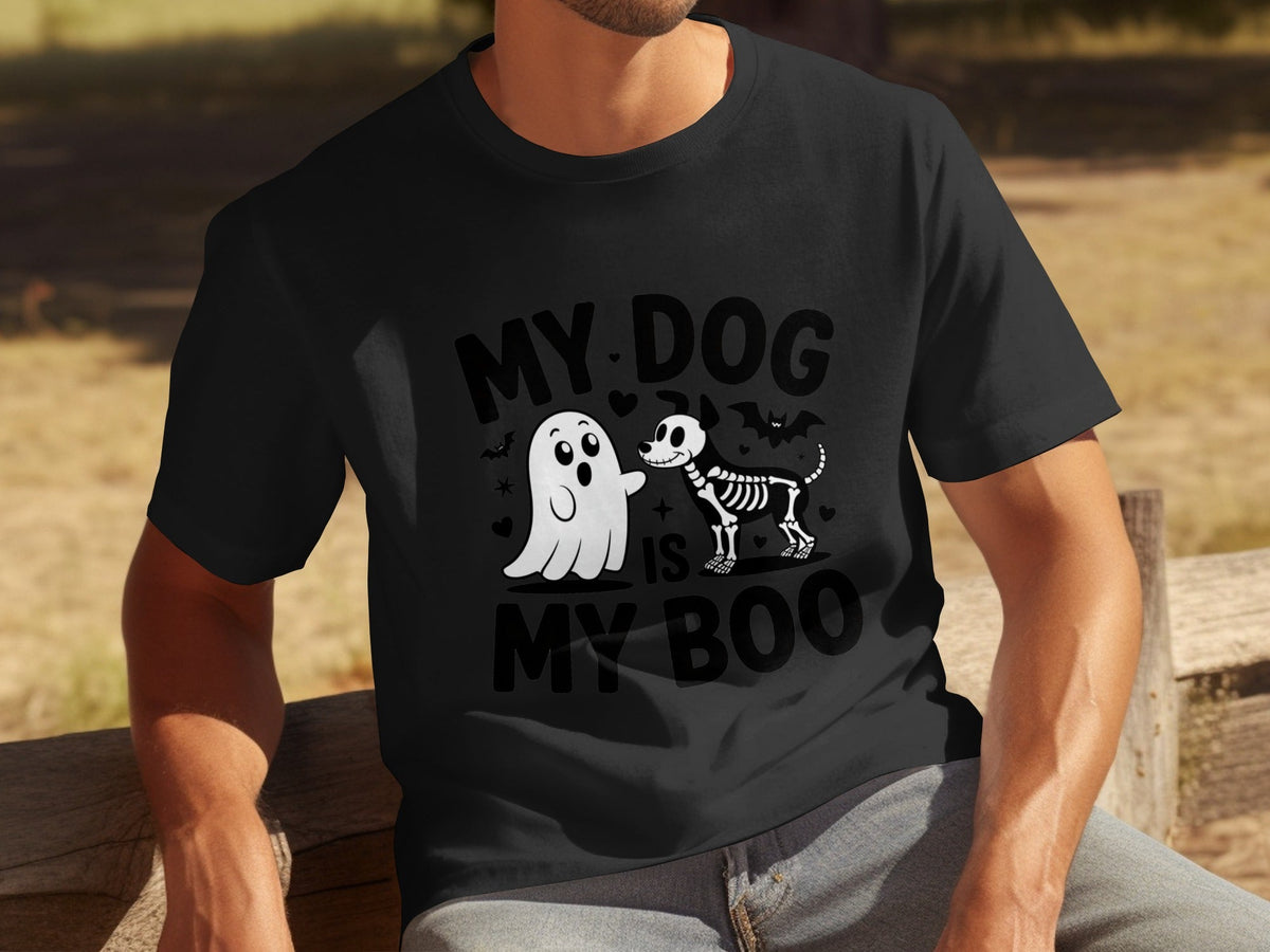My Dog IS My Boo Halloween Ghost Dog Skeleton Art T-Shirts