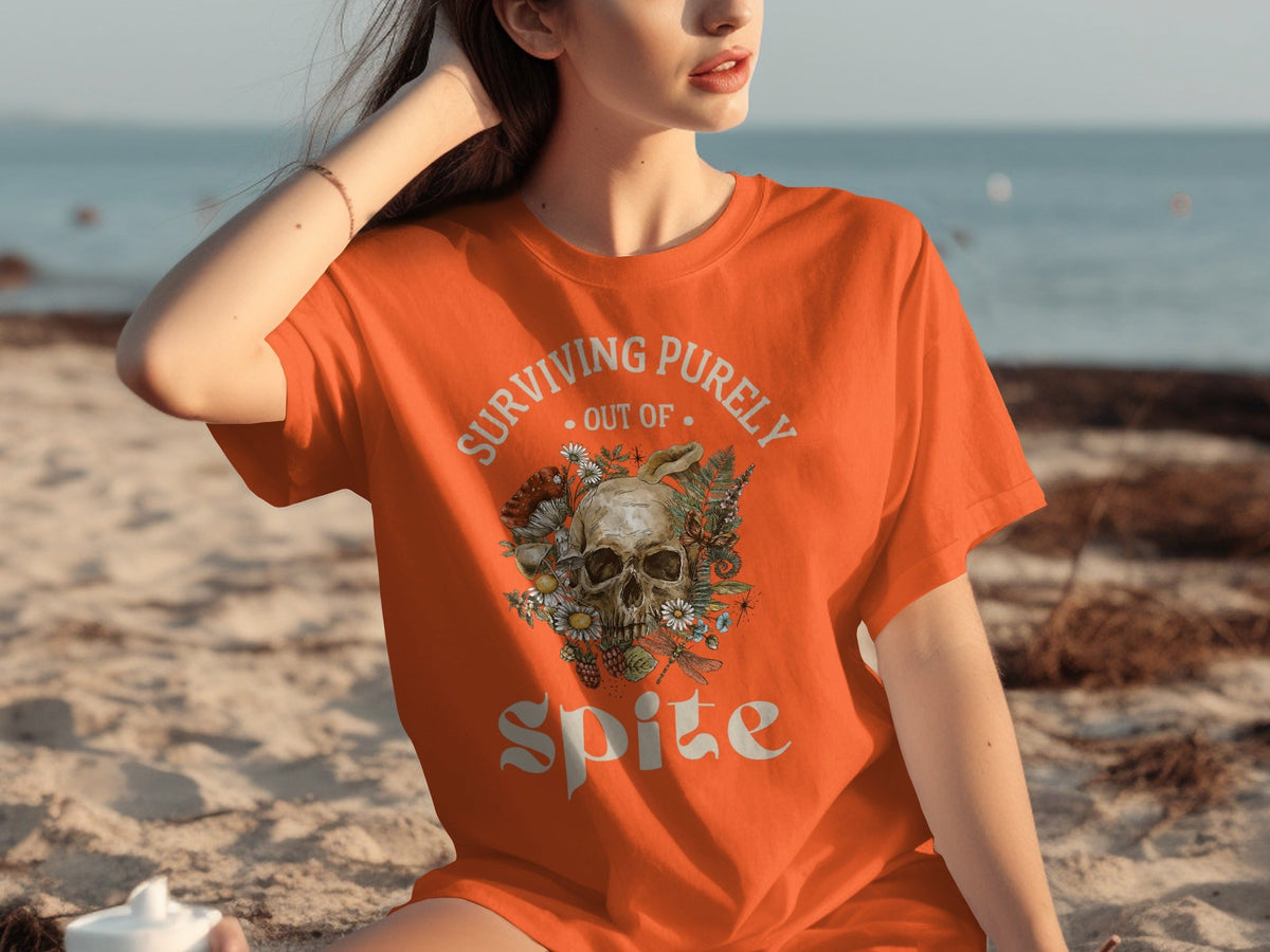 Surviving Purely Out of Spite Floral Skull T-Shirts product image 20